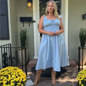 Auguste Midi Dress- Pale Blue